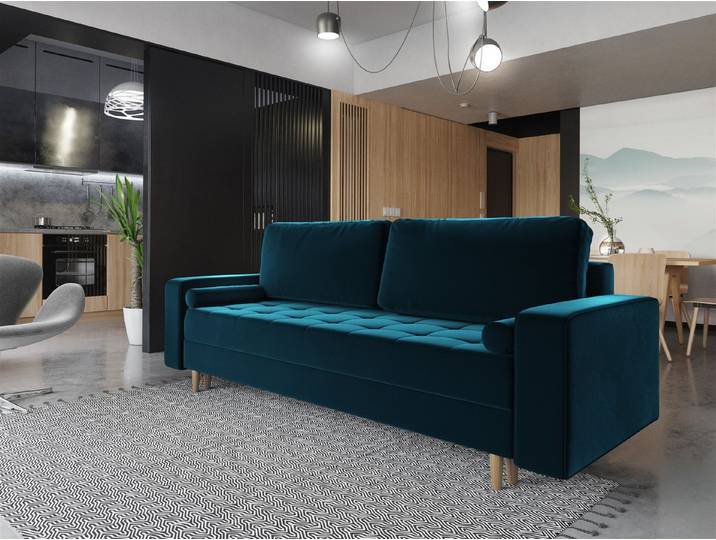 Fun Möbel 3-Sitzer Sofa BELANO mit Schlaffunktion in Stoff Itaka, inkl. Bettkasten, Rundumbezug