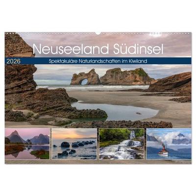 Neuseeland Südinsel - Spektakuläre Naturlandschaften im Kiwiland (Wandkalender 2026 DIN A2 quer), CALVENDO Monatskalender