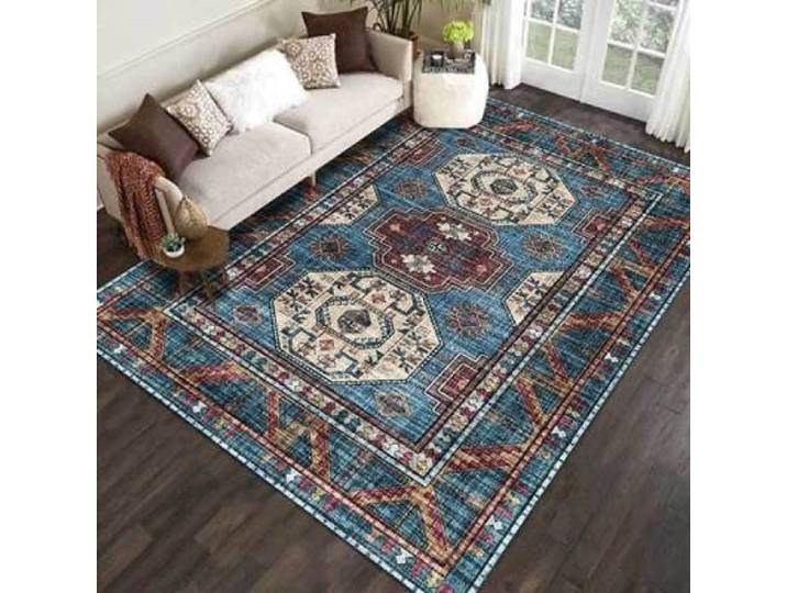 Tapis Moderne Famille Décorations Geometrisches Blau im ethnischen Stil Tapis de Salon à Design Tapis Déco 100x150cm[14458]