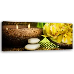 WANDBILD blumen bambus kerze