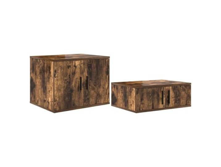 KDVXBCQJH Aufbewahrungsschrank 2er Set Geräucherte Eiche 103x41x40 cm Vielseitiges 2-teiliges Sideboard aus Holzwerkstoff für Wohnzimmer und Esszimmer mit Scharniertüren und Auslagen.