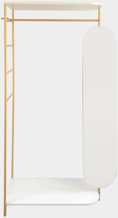 Canora Grey Almarie 95cm Industrial Pipe Clothing Rack Gold