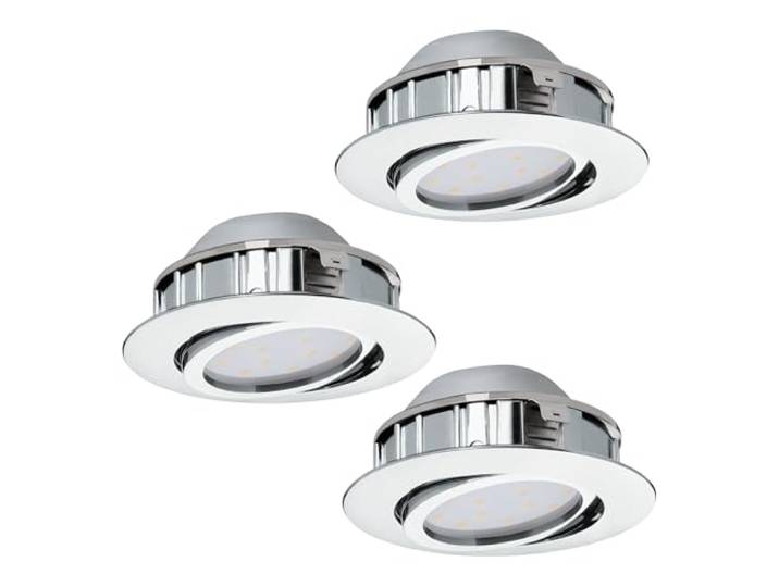 Eglo Lot de 3 spots LED encastrables Pineda\, spots LED en plastique\, 3 spots encastrés chromés\, plats et orientables\, lumière blanc chaud\, Ø 8\,4 cm