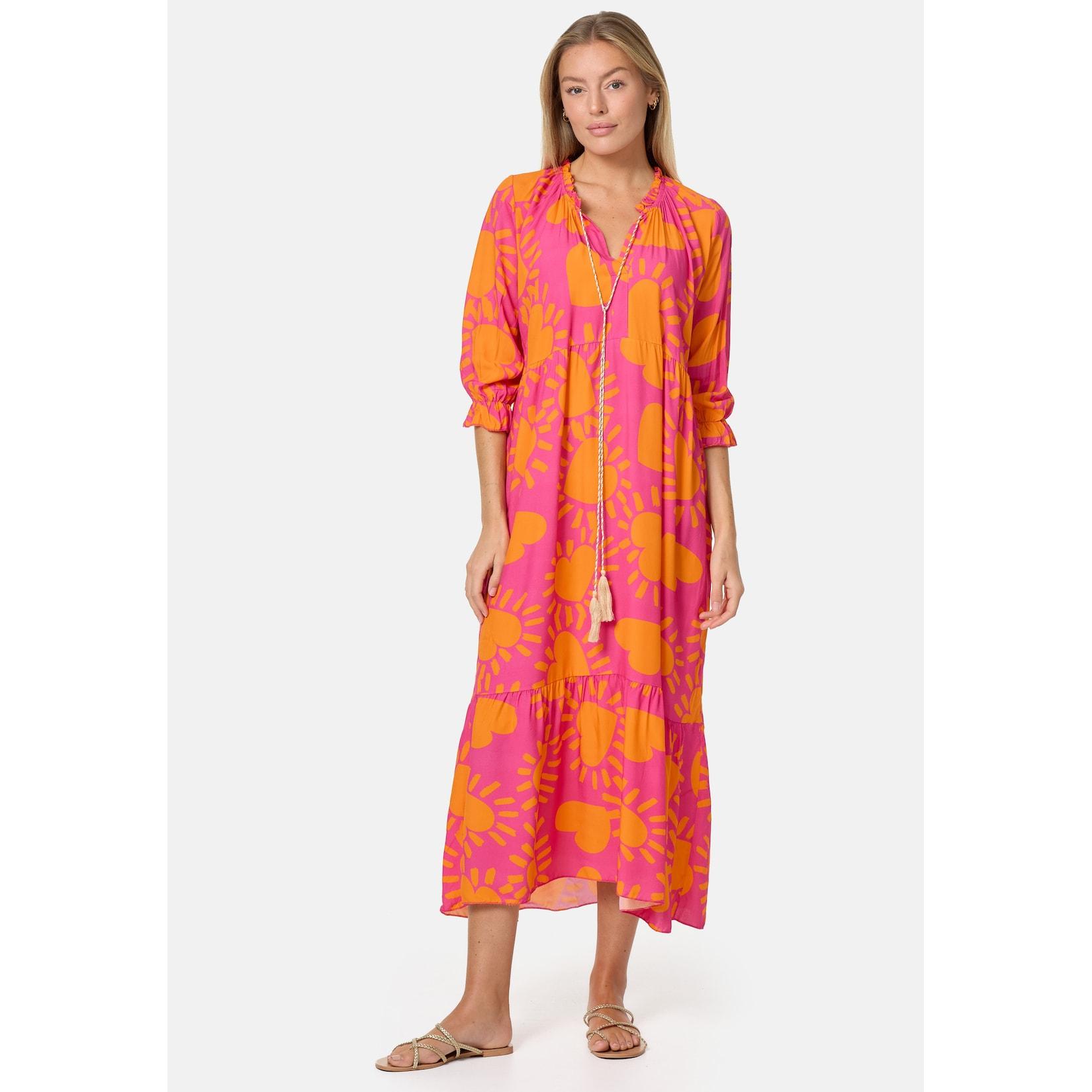 PM SELECTED Damen Maxikleid Sommerkleid Jersey Strandkleid mit Muster PM32