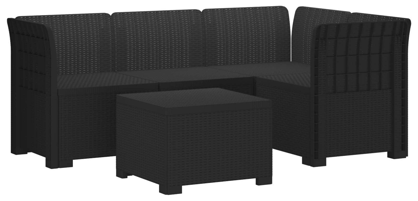 vidaXL 4-Sitzer Garten Sofa Rattan Look PP Anthrazit