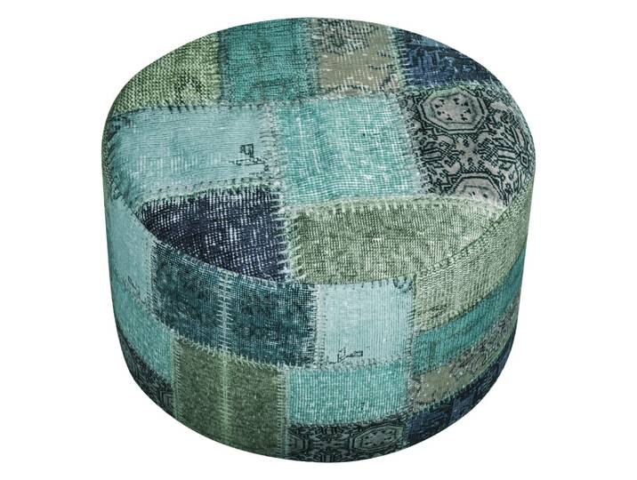 Pouf rond impression digitale vintage tons de bleu 50x30cm