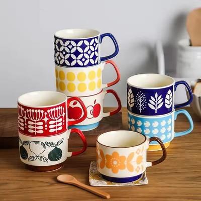 Uplifted Finds Japanese Flower Retro Ceramic Mug Set 300ml Stylish Drinkware e