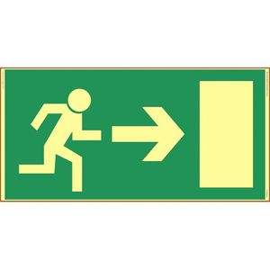 Abtec Hinweisschild BGV A8 E13, Kunststoff, 29,7 x 14,8 cm, Rettungszeichen, Notausgang rechts