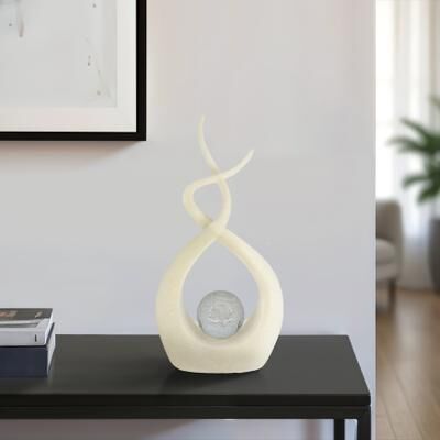 Sagebrook Home "Swirl Design Decorative Modern Figurine with Marble Accent, Home Decor - 6"" x 3"" x 12"""