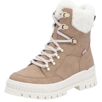 Winterboots RIEKER, Damen, Gr. 38, Schurwolle, braun (camelfarben, creme), Leder, Textil, Schuhe Winterboots, Schneeboots, Winterstiefelette mit wasserabweisender R-TEX-Membran