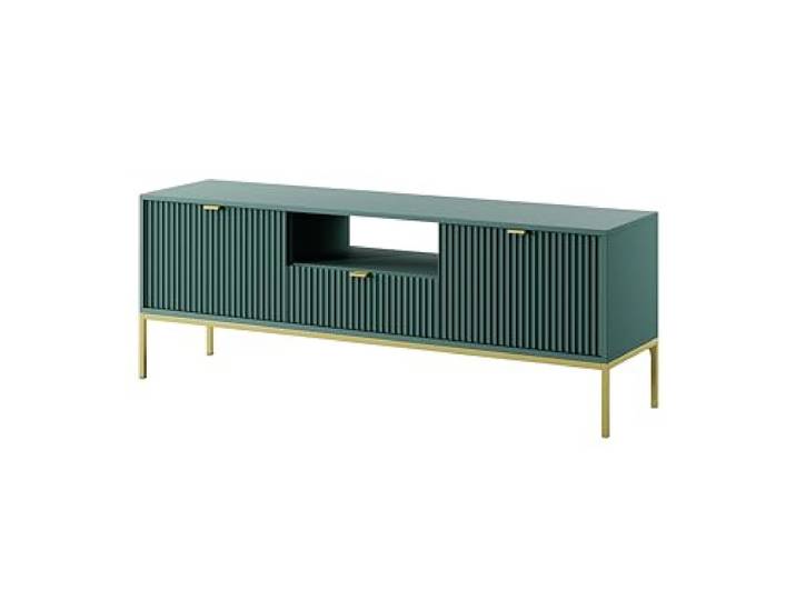 Chilly. Möbel Design TV-Schrank Font 154x56x39 cm - Lowboard mit Stauraum - Tv Ständer aus Laminierter Spanplatte - Grün