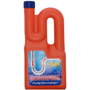 Stern Rohrreiniger 106529 Rohrfrei, flüssig, für Küche, Bad und Toilette, Wirkzeit 30 min, Flasche 1 Liter