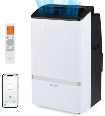 Costway 14000 BTU WiFi Enabled Portable Air Conditioner with Dehumidifier and 24H Timer-Black