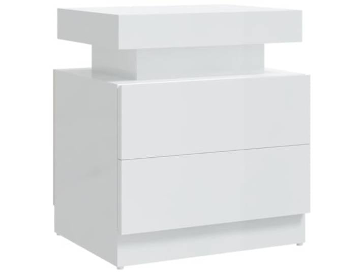 KDVXBCQJH Nachttisch Hochglanz-Weiß 45x35x52 cm Holzwerkstoff Praktischer Nachtschrank fürs Schlafzimmer mit offener Ablage für Bücher, pflegeleichter Fläche und Kippschutz.