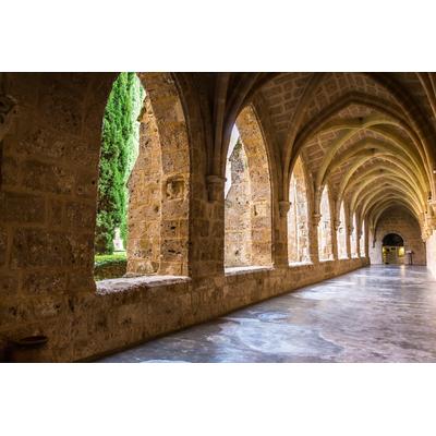 Fototapete PAPERMOON "ARCHITEKTUR-ZARAGOZA KLOSTER GARTEN", bunt, B:4m L:2,6m, Vlies, Tapeten