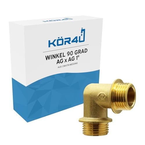 kör4u Messing Hoekstuk 90 graden 1 inch AG/AG voor drinkwater