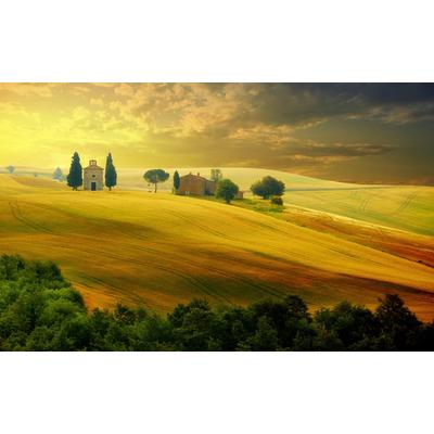 Fototapete PAPERMOON "Toskana Landschaft", bunt, B:3,5m L:2,6m, Vlies, Tapeten