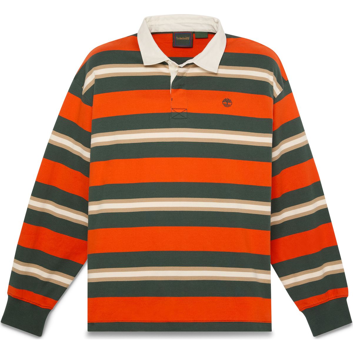 Timberland Mens LS Striped Rugby Polo tangerine t yd L TBC0YHBDAIQ1-L