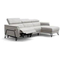 ECKSOFA RODEN 4-Sitzer mit Relax, creme, Veloursstoff