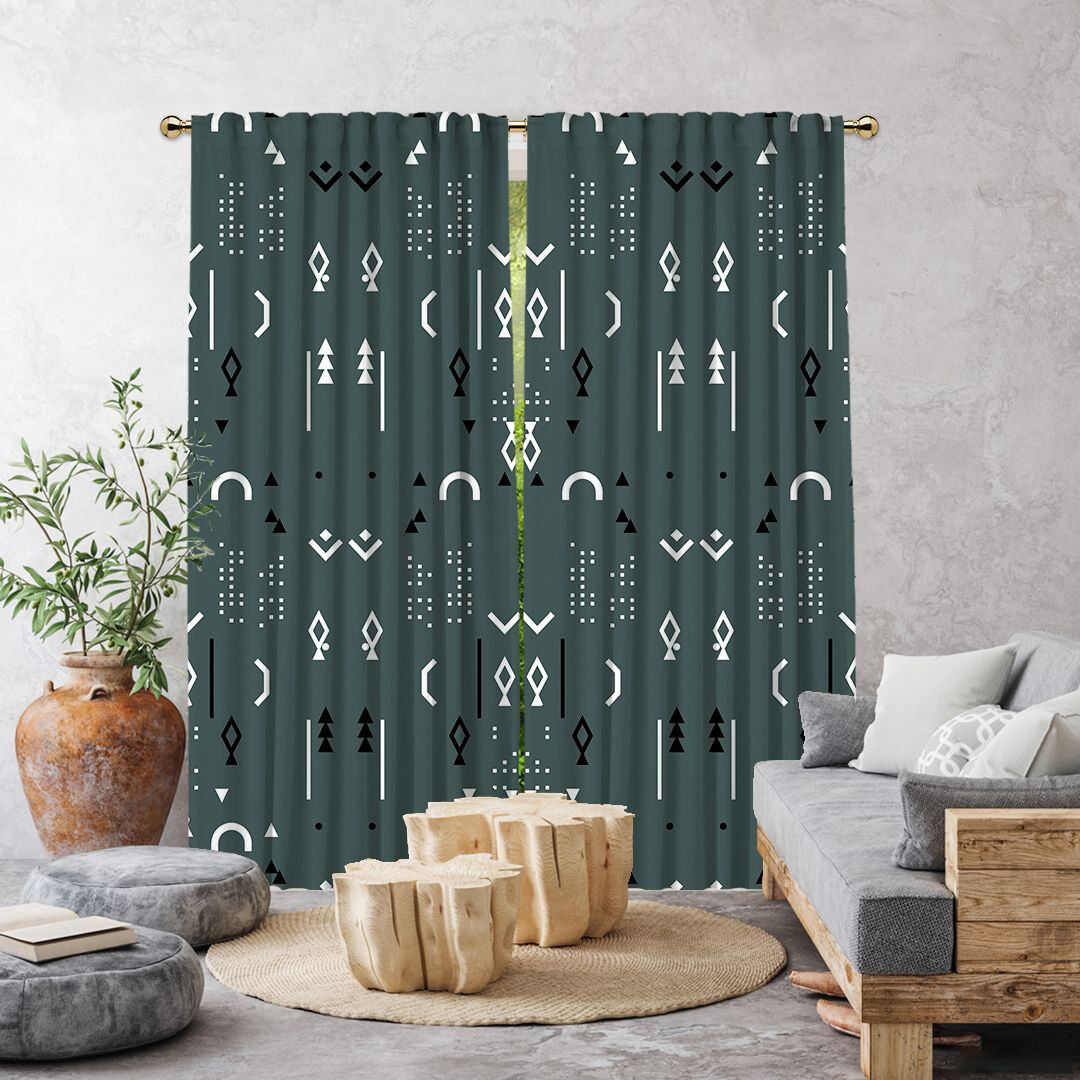 Bloomsbury Market Arawn Semi Sheer Curtain Dark Mint 140cm Width x 175cm Drop