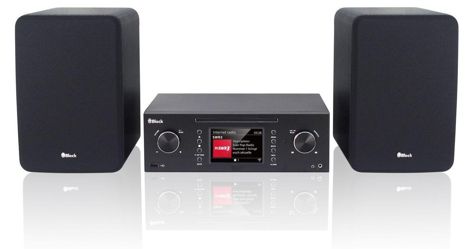 BLOCK MHF-50, Home-Audio-Minisystem, Schwarz, Slot-In Laufwerk, 60 W, 2-Wege, 4 Ohm