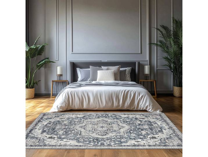 Kurzflorteppich Targo Grau/Grau/Taubenblau 150 x 80cm Mischgewebe