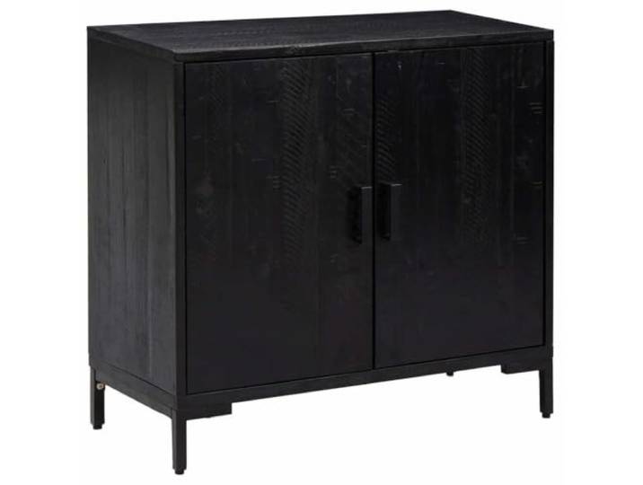 GHVBNMF Sideboard Schwarz 75x35x70 cm Kiefer Massivholz Kommode Rustikale Kommode mit 2 Fächern, ideal als Beistellschrank für Wohnzimmer oder Schlafzimmer im Industriellen Look.