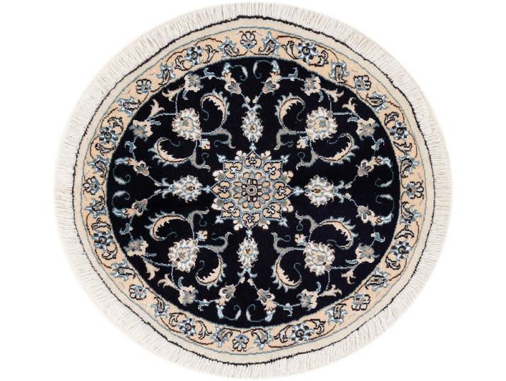 Nain Teppich 100x100 Handgeknüpft Orientteppich Perserteppich Rund Wolle