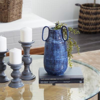 ARCILLA ELEMENTAL Blue Ceramic Decorative Vase with Handles