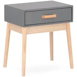 Nachttisch Ordinary aus Kiefernholz, skandinavisches Design, grau, mit Schublade
