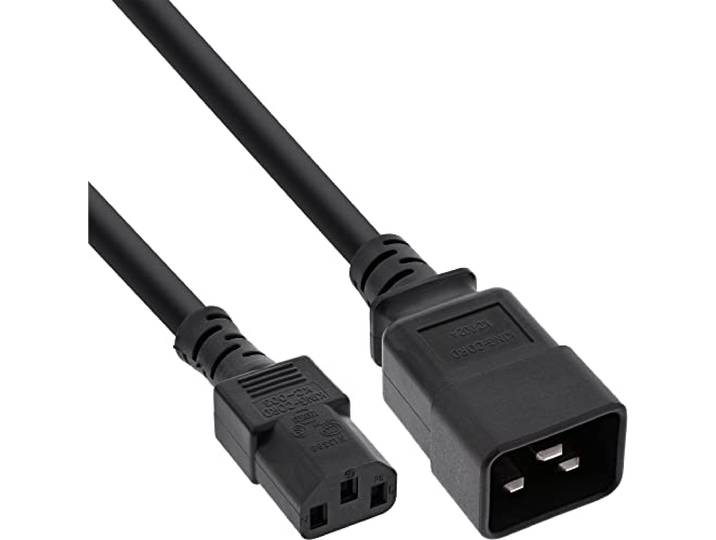 InLine 16659E netwerkkabel, IEC-60320 C20 naar C13, 3x1,5mm², max. 10A, zwart, 3m