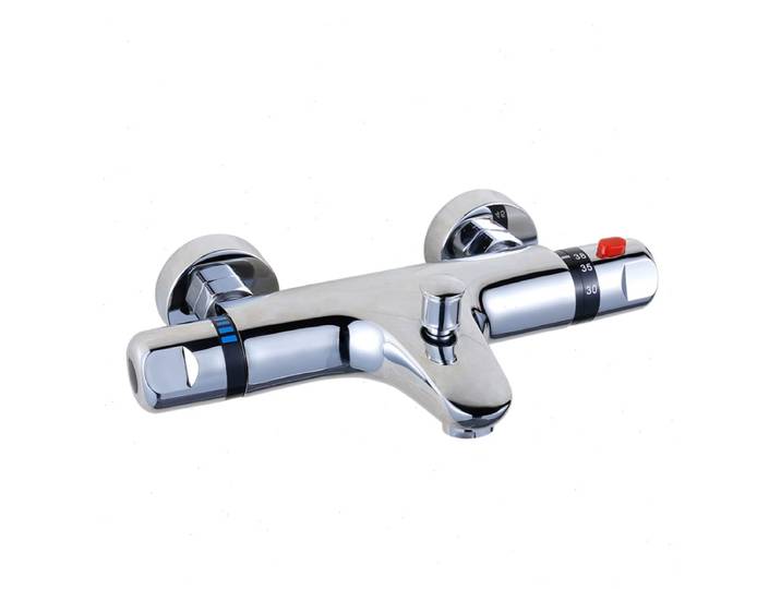 Robinet mélangeur thermostatique, Robinet de douche en laiton avec contrôle de température, Robinet de douche anti-brûlure pour salle de bain avec contrôle du débit