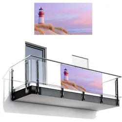 BALKON-SICHTSCHUTZ Leuchtturm - Dünen - Sonnenuntergang Witterungsbeständig 200x110 cm