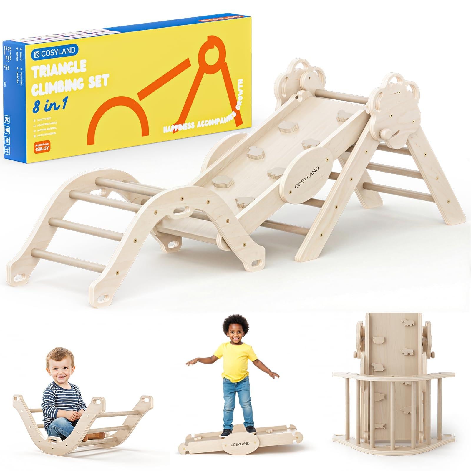 Hilcar COSYLAND 8-in-1 Montessori klimrek van hout voor kinderen vanaf 18 maanden