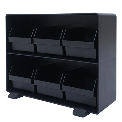Mendler Teebeutelhalter HWC-M10, Teebox Aufbewahrungsbox, Teeaufbewahrung, 6 herausnehmbaren Fächer, 20x25x13 schwarz