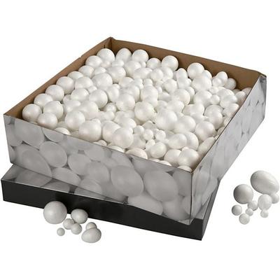 Creativ Company Styropor-Kugeln und -Eier, Größe 1,5-6,1 cm, Weiß, 550 Stk