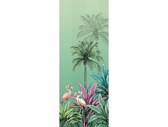 Fotobehang - Jungle Flamingo 100x280cm - Vliesbehang