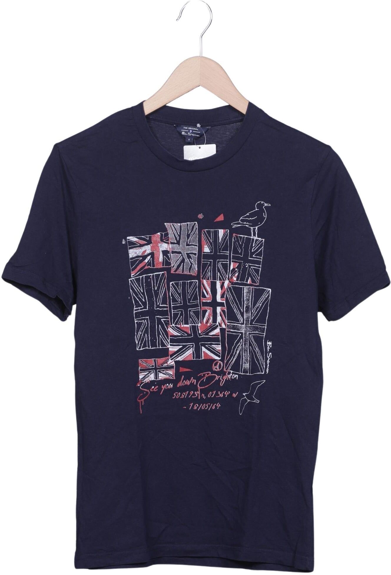 Ben Sherman Herren T-Shirt, Marineblau, Gr. S, Baumwolle - Second Hand