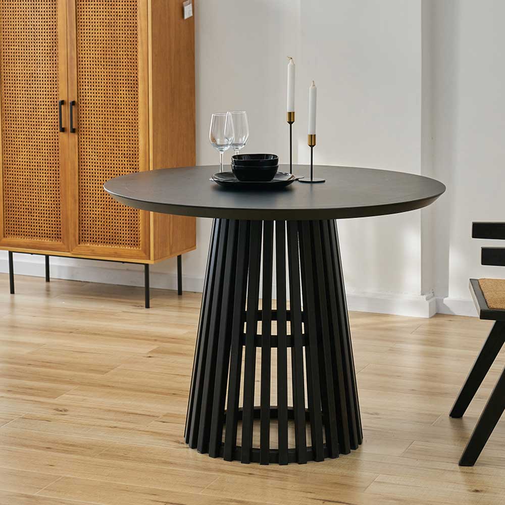 Pharao24.de Schwarzer Küchen Tisch im Skandi Design 100 cm Durchmesser