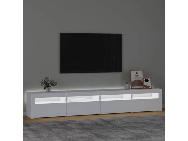 Cabinet TV haute de gamme - Vidaxl - Meuble TV/BANC TV - avec lumières LED Blanc 240x35x40 cm 607389qeo85l