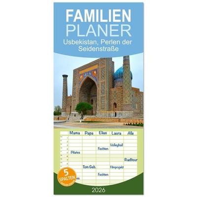 Familienplaner 2026 - Usbekistan, Perlen der Seidenstraße mit 5 Spalten (Wandkalender, 21 x 45 cm) CALVENDO