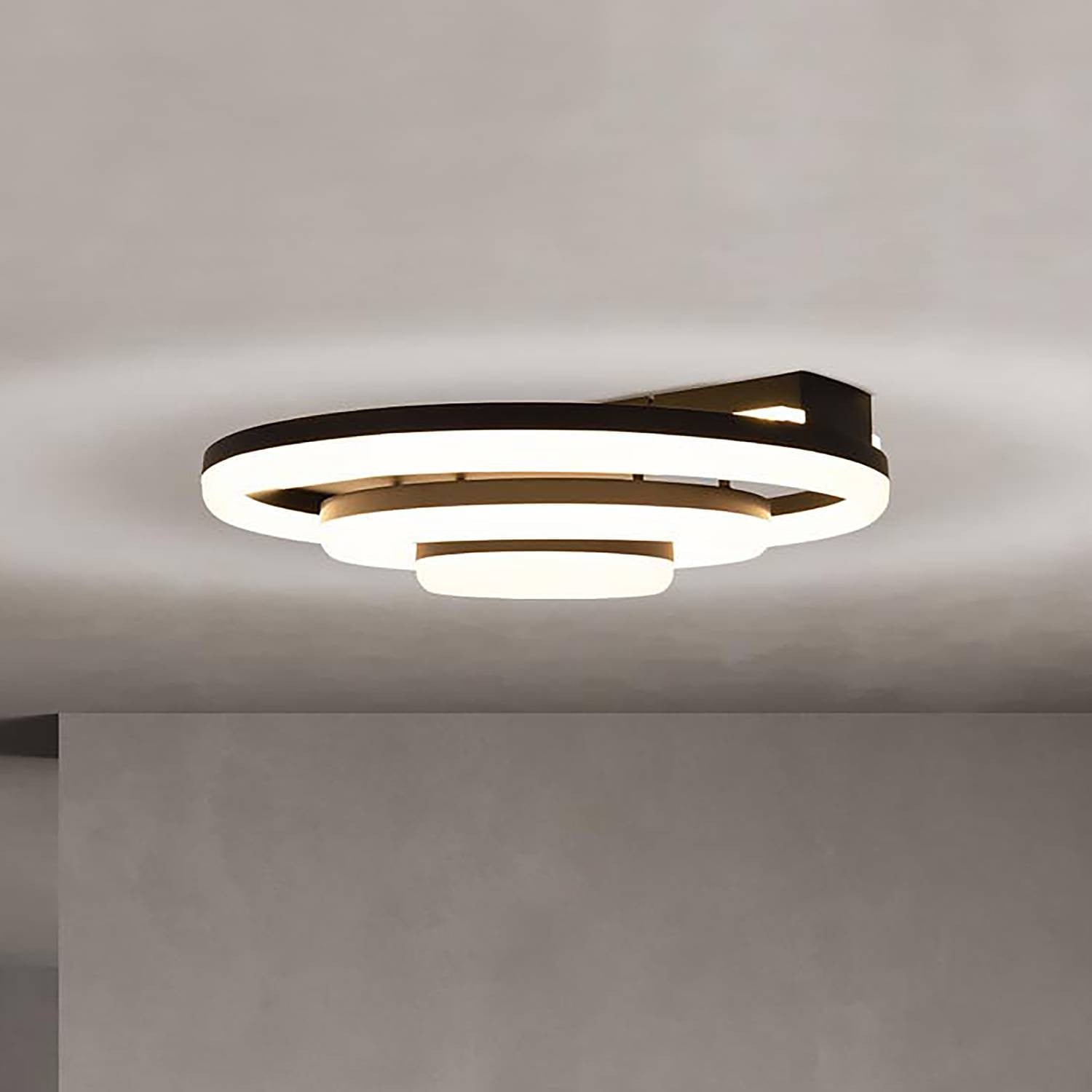 home24 LED-plafondlamp Circulo type B, zwart, Ø 60 cm