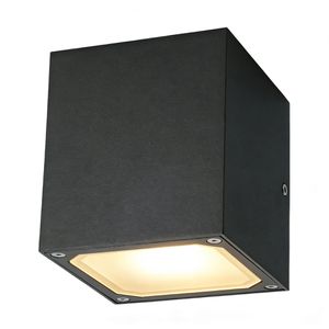 SLV Wandleuchte Sitra Cube, aus Aluminium, für außen (IP44), 230 V, Up & Down, anthrazit, mit GX53-Fassung