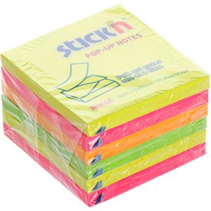 Stickn Haftnotizen Pop-Up Notes, neon, 76 x 76mm, selbstklebend, 6x 100 Blatt
