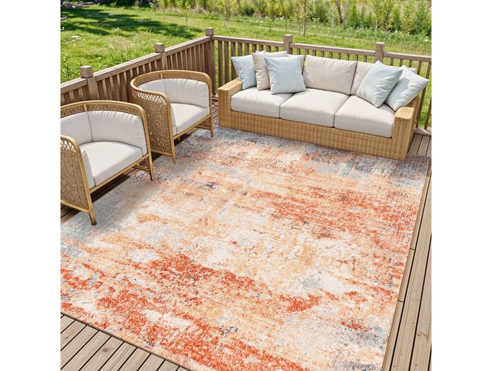 Teppich LIVABLISS MIJEK , orange, B:120cm H:5,1mm L:170cm, Polyester, Teppiche, Teppich