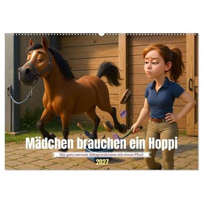Mädchen brauchen ein Hoppi (Wandkalender 2027 DIN A2 quer), CALVENDO Monatskalender