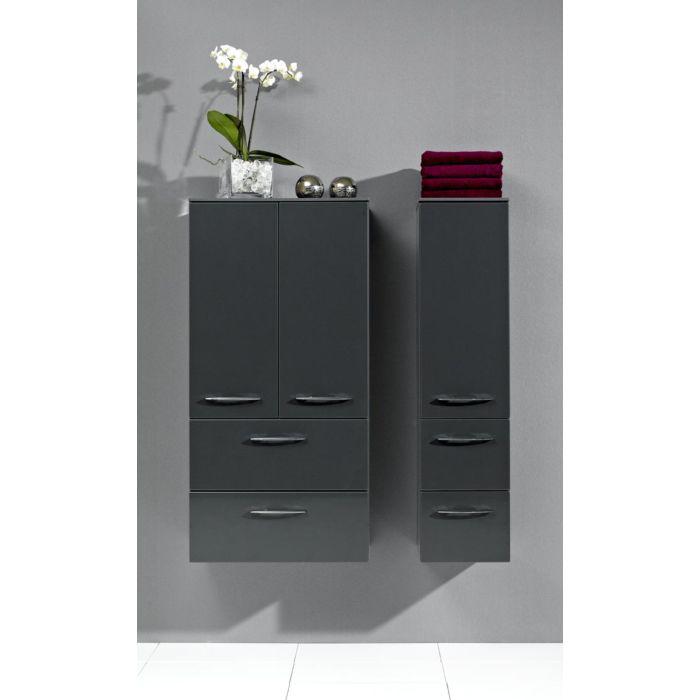 Artiqua Midischrank Serie 818, 121x60x30 Weiss Glanz, 2 Türen, 2 Schubladen