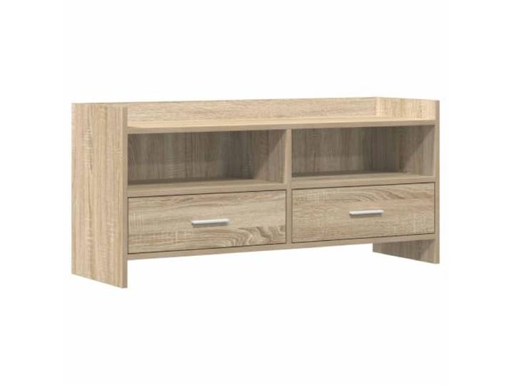 PUGYNBK TV-Schrank, 100 x 33 x 47 cm, Sonoma-Eiche Mit Metalltüren, Fächern und Regalen, rechteckiges Design, einfache Reinigung