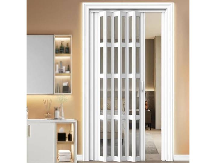 Dtyubfg PVC-Akkordeon-Falttür für Schränke, tragbare Akkordeontür, wasserfeste PVC-Oberfläche, einfache Installation, für Schränke, Waschküchen, Kleiderschränke, Wohnzimmer und Schlafzimmer