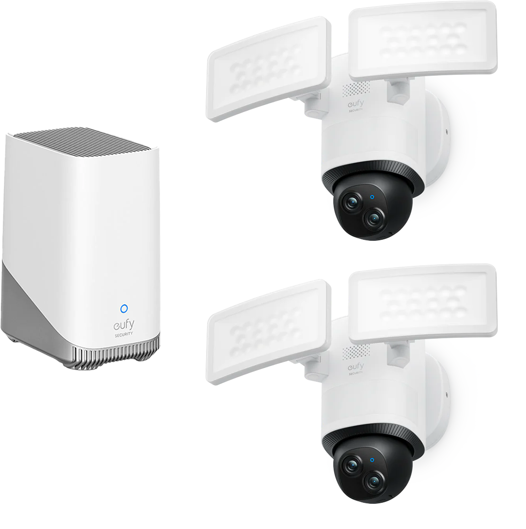 eufy Floodlight Camera E340 (2-pack) + Homebase 3 White